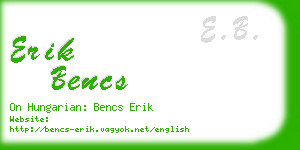erik bencs business card